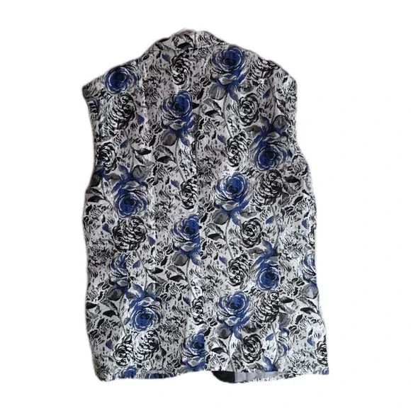 MAGE MALE 3XL - Men's Floral Blue Grey Blazer Single Button - Picture 9 of 9